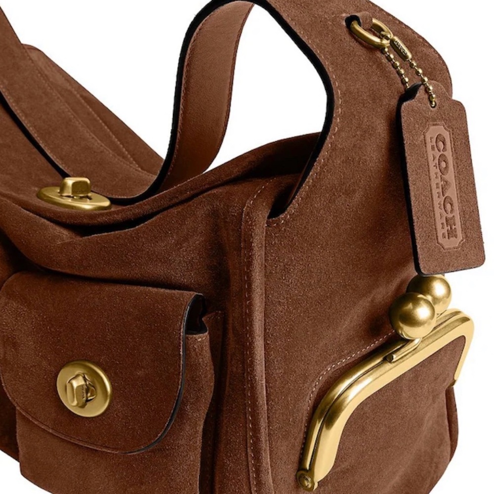 Coach Originals Turnlock Haversack Suede Shoulder Bag - Picture 4 of 8